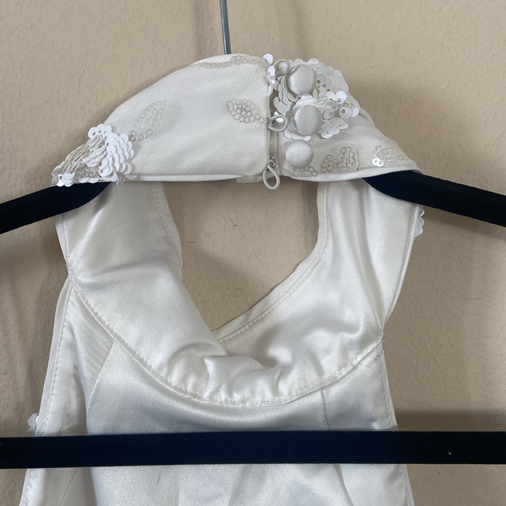 New Milly White Sequin Harriet Flora Floral Halter Top Mini Dress Sparkly Small - Picture 6 of 11